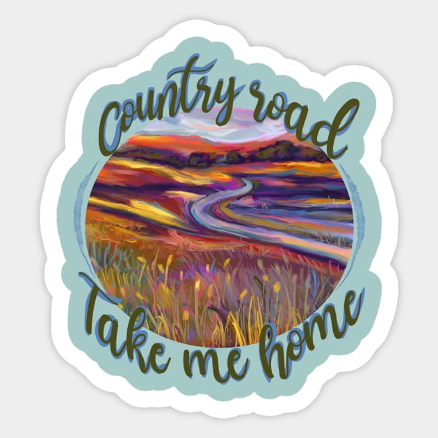 Country Road, Take Me Home Sticker by Aloe Artwork